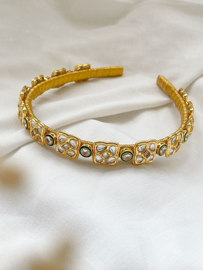 Ishhaara Square Shaped Polki Kundan Studded Hairband