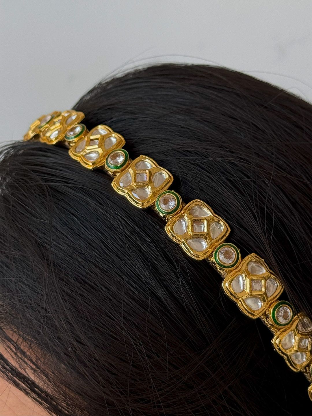 Ishhaara Square Shaped Polki Kundan Studded Hairband