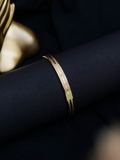 Ishhaara Stainless Steel Ridged Kada Bracelet