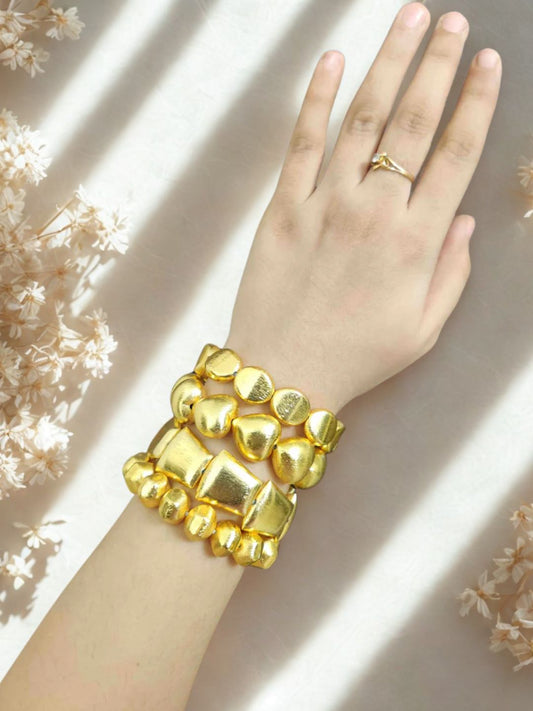 Ishhaara Stainless Steel Stack Of Four Bracelets