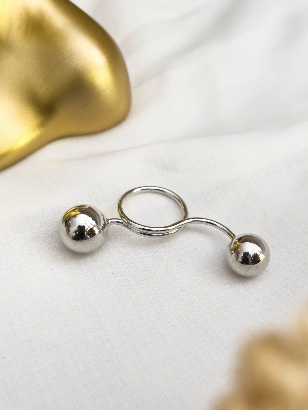 Ishhaara Stainless Stell Double Ball Ring