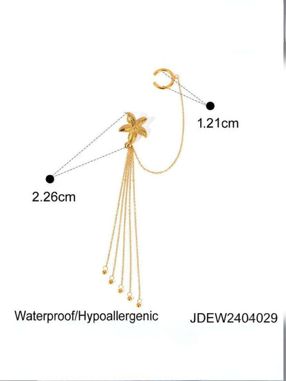 Ishhaara Star Decor Metal Tassel Earrings
