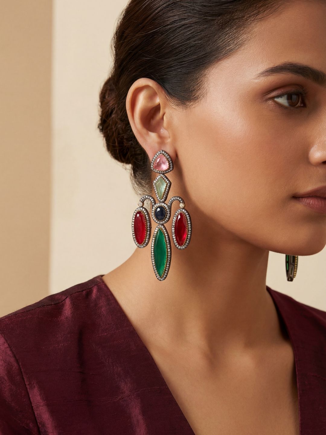 Ishhaara Stone Studded Classic Drop Earrings