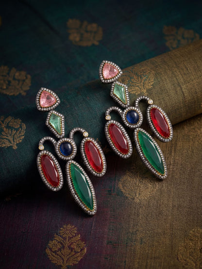 Ishhaara Stone Studded Classic Drop Earrings