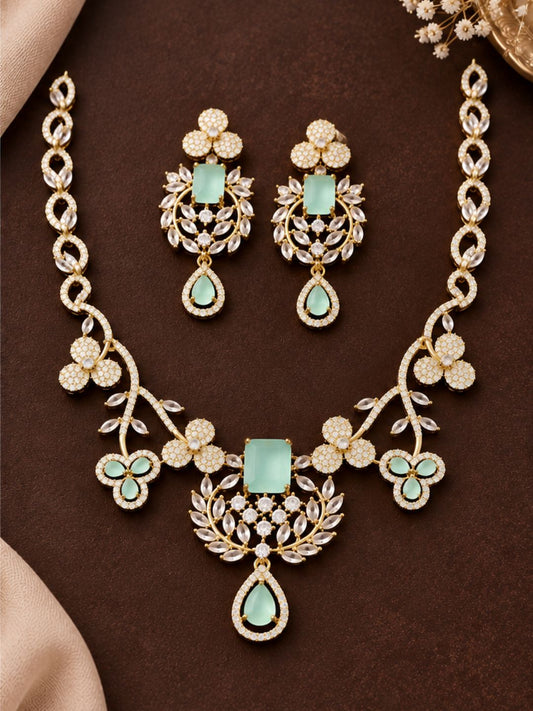Ishhaara Stone Studded Leaf Attigai Necklace