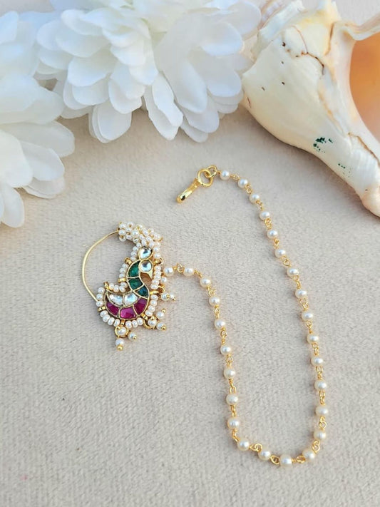Ishhaara Stone Studded Pachi Kundan Nath