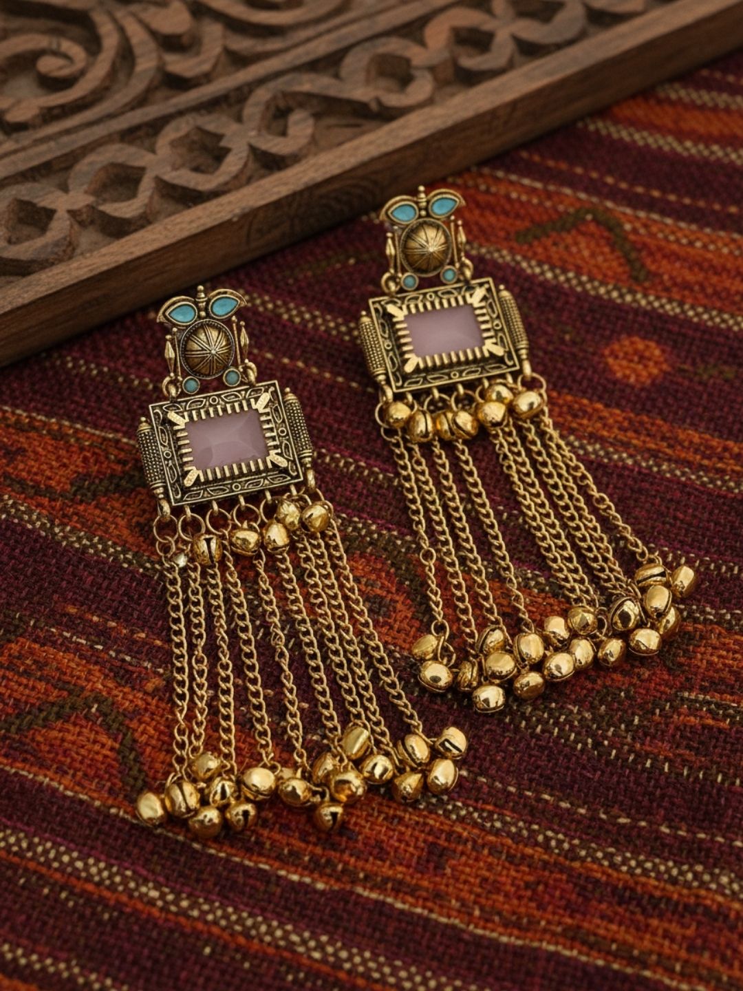 Ishhaara Sundial Stud Tassel Chandelier Earring