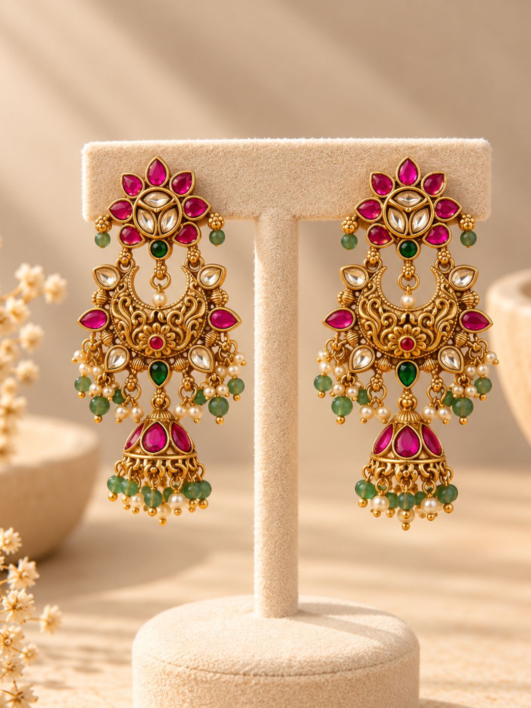 Ishhaara Traditional Chandbali Jhumka Earrings