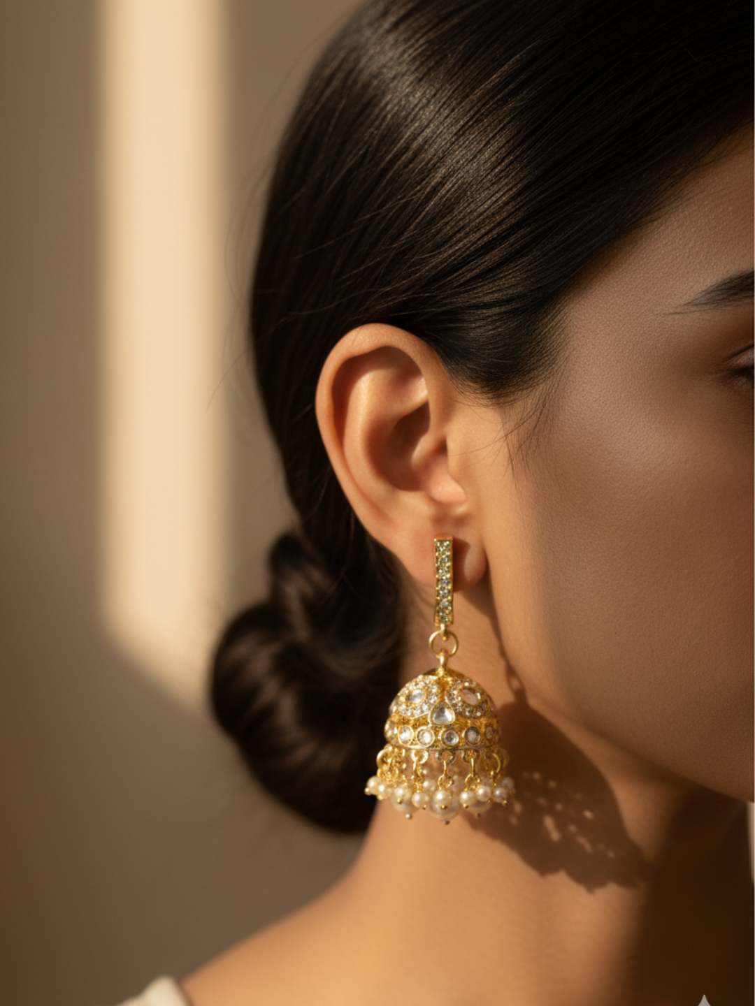 Ishhaara Traditional Kundan Studded Jhumkas