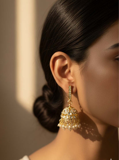 Ishhaara Traditional Kundan Studded Jhumkas