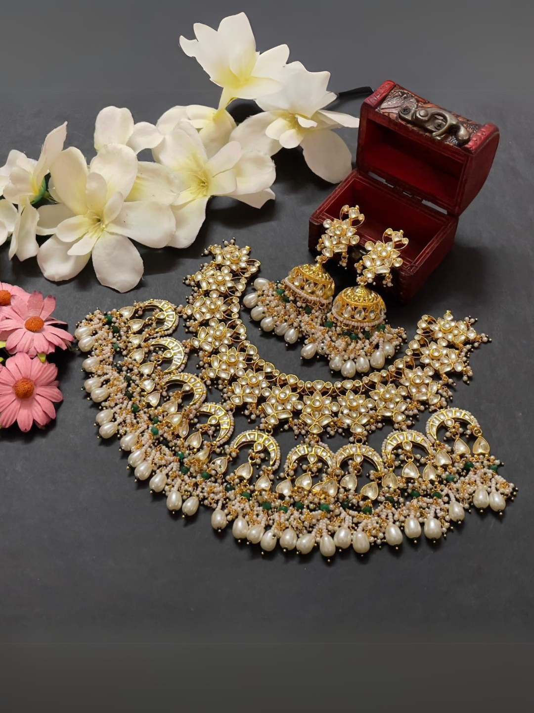Ishhaara Traditional Moon Shaped Heavy Bridal Choker