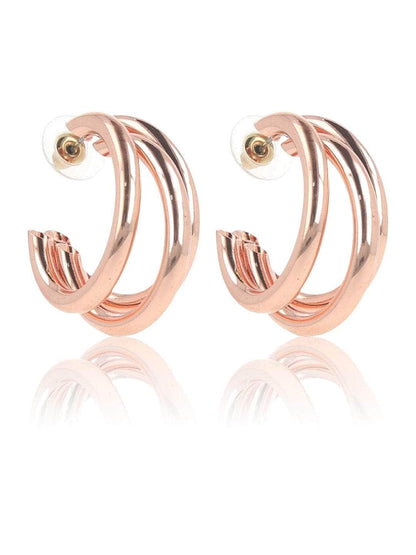 Ishhaara Triple Hoop Earrings Rose Gold