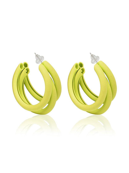 Ishhaara Triple Hoop Earrings Yellow
