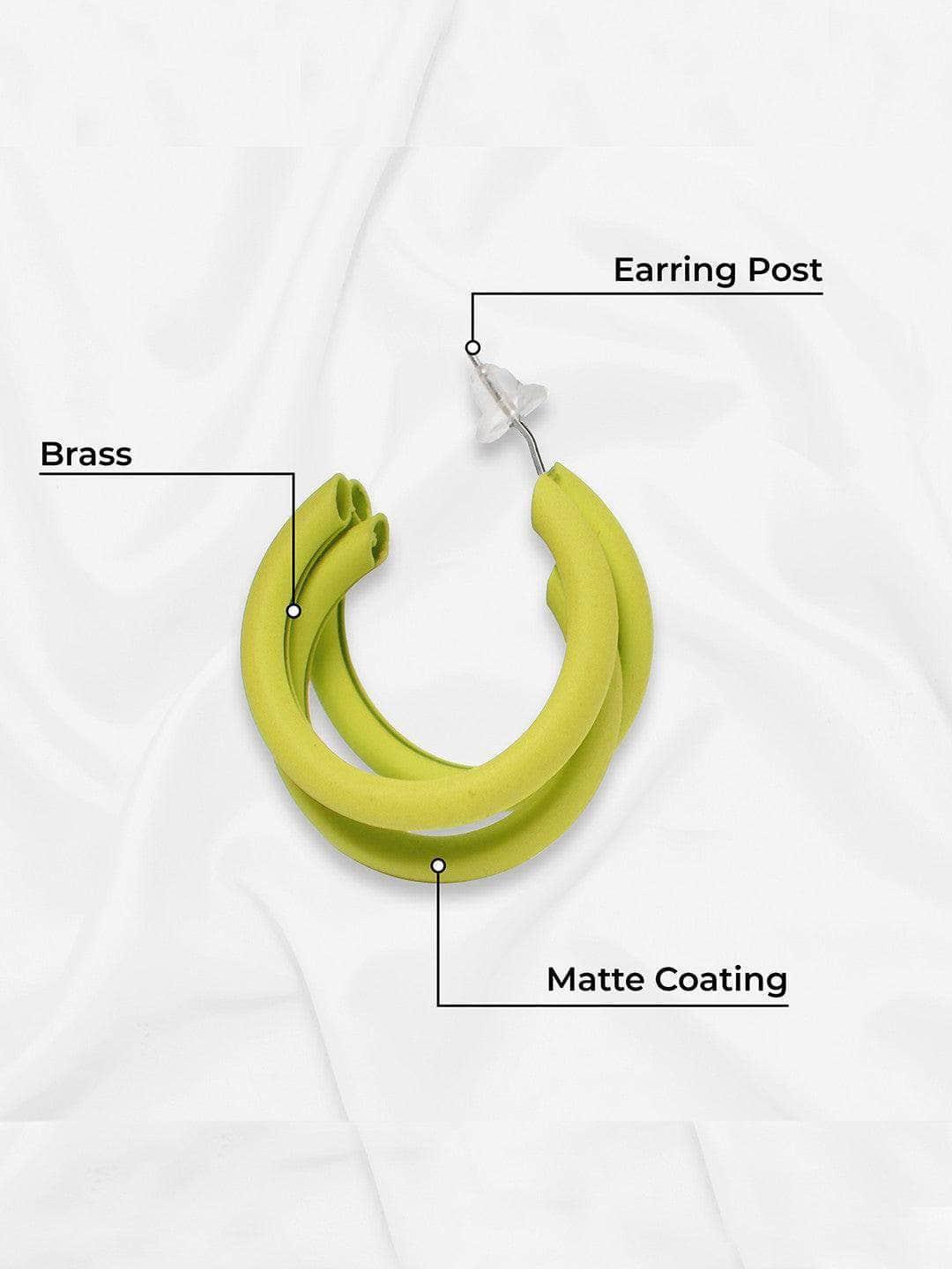 Ishhaara Triple Hoop Earrings Yellow