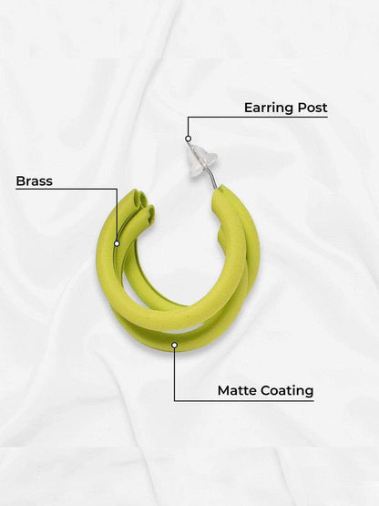 Ishhaara Triple Hoop Earrings Yellow