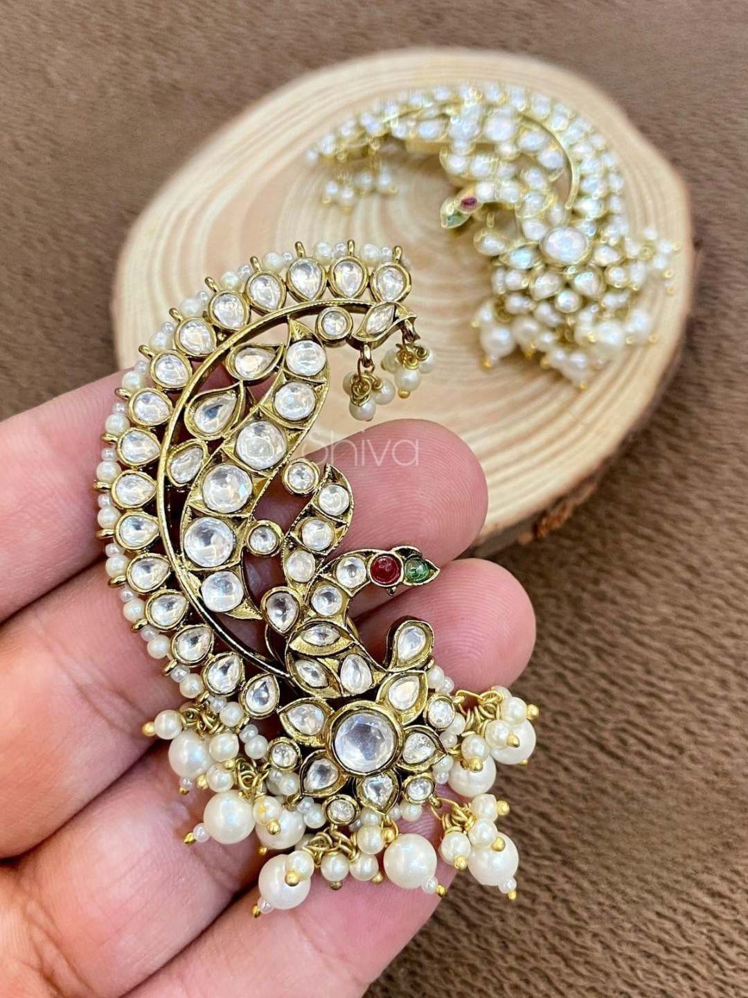 Ishhaara Uncut Polki Peacock Earrings