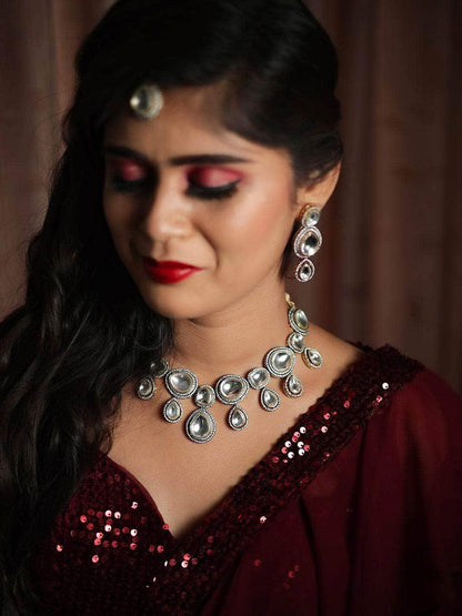 Ishhaara Victorian Ad Polki Kundan Necklace Set