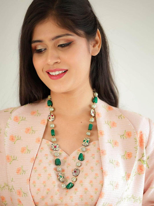 Ishhaara Victorian Colored Semi Precious Single Line Necklace