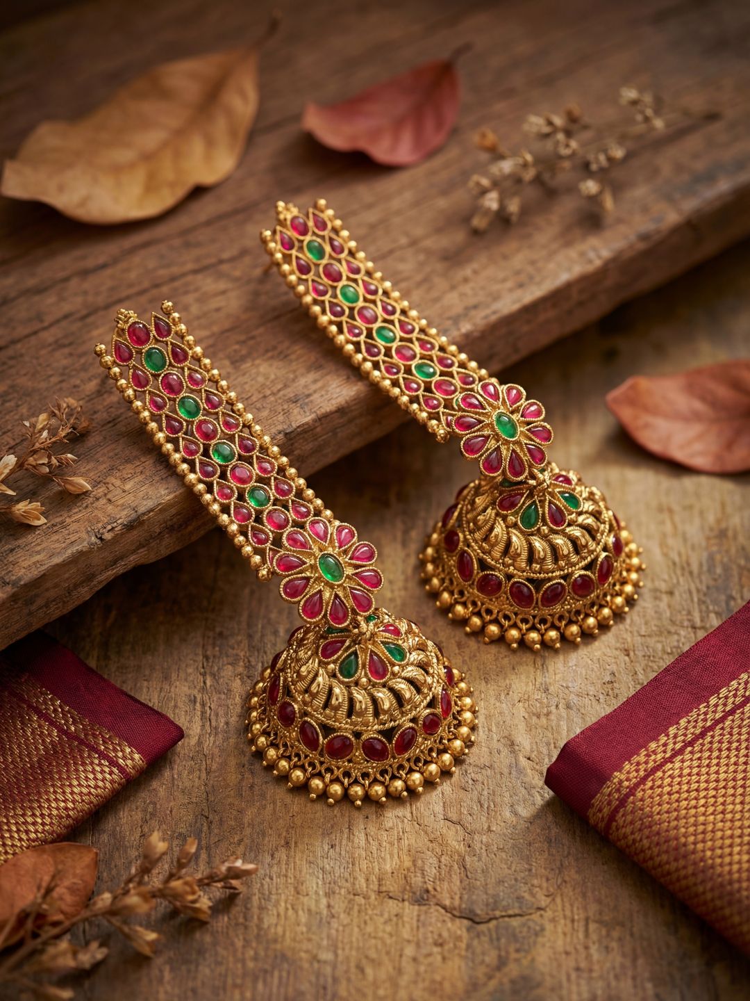Ishhaara Vintage Style Kemp Jhumkas