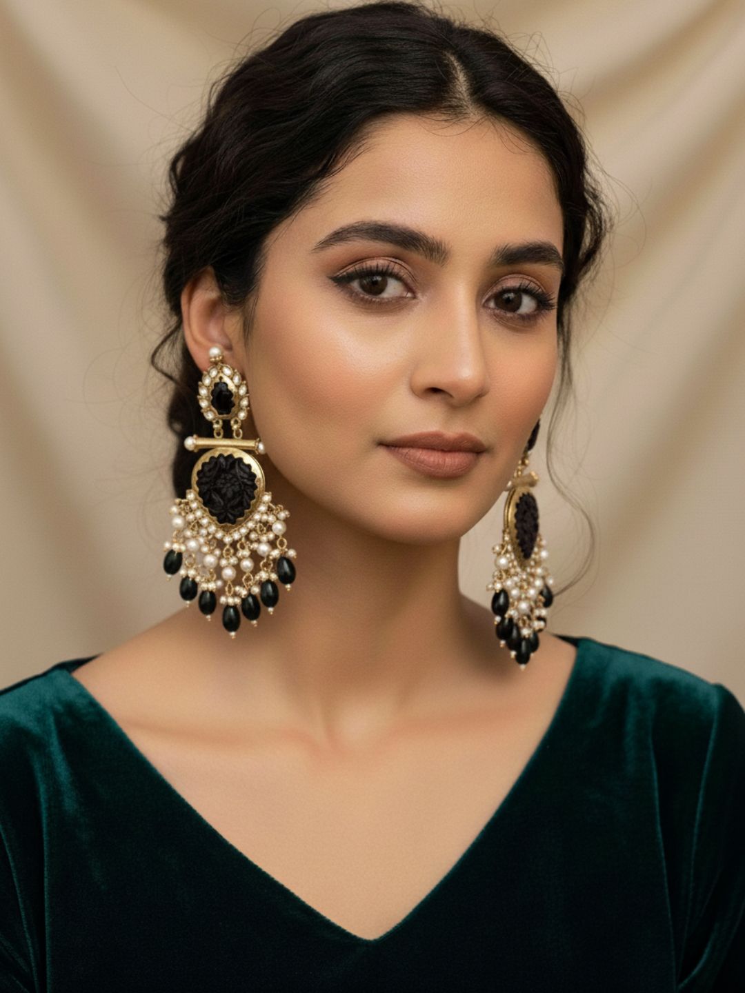 Ishhaara Violet Cutwork Chandbali Earrings