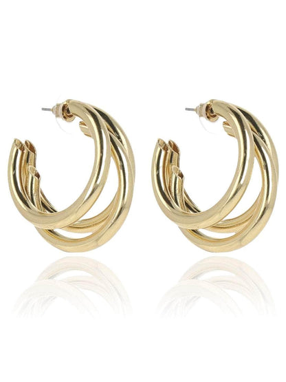 Ishhaara Vithya Visvendra In Triple Hoop Earrings Gold