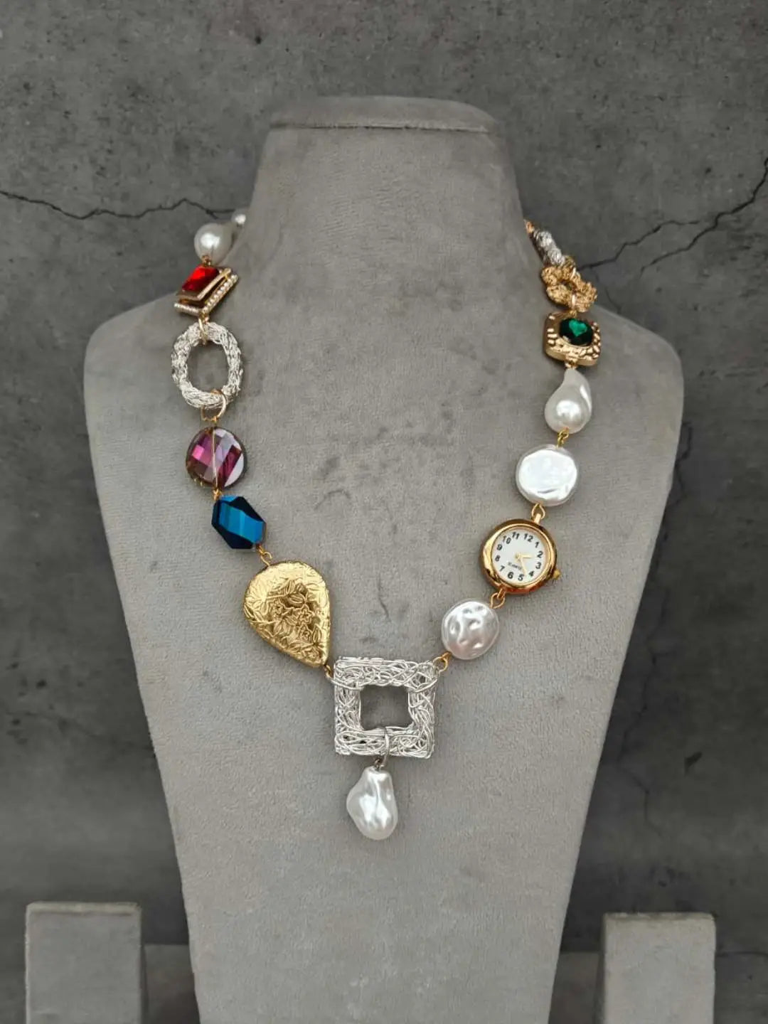 Ishhaara Watch Charm Studded Elegant Necklace