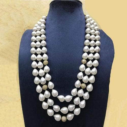 Ishhaara White Baroque Layered Necklace