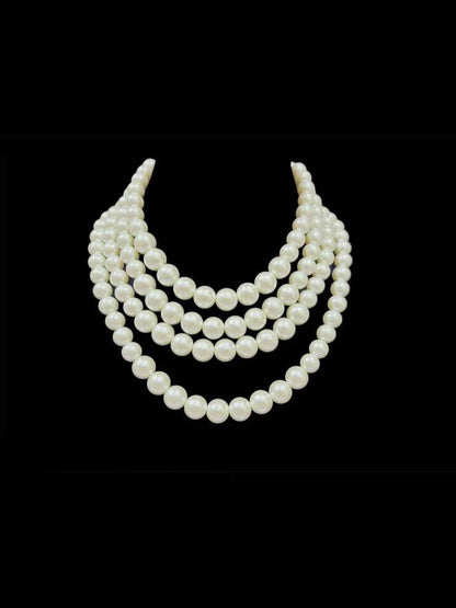 Ishhaara White Elegant 4 Strand Pearl Necklace