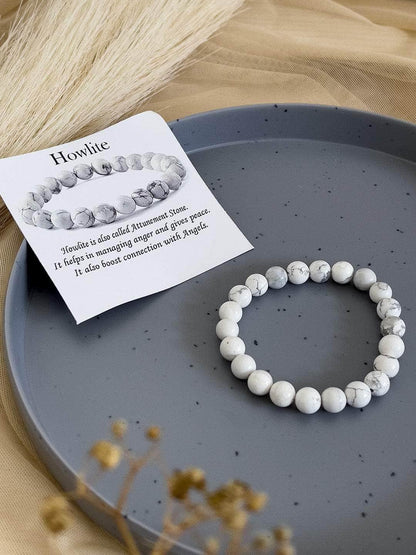 Ishhaara White Howlite Bead Bracelet