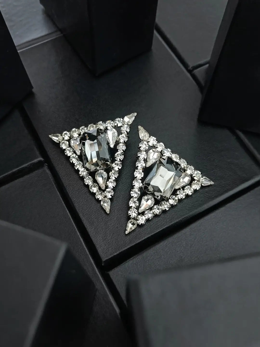 Ishhaara White Triangle Earring