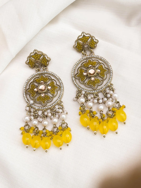 Ishhaara Yellow Gold Plated Traditional Handcrafted Earrings