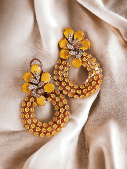Ishhaara Round Colorful Glam Rhinestone Earrings